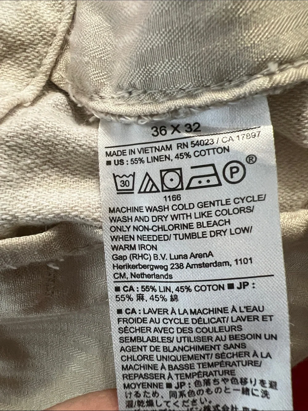 Banana Republic Slim Straight Linen Blend Pants Beige Tan 36x32 Hemmed 29 Inseam